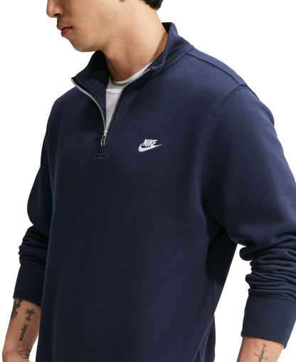 Nike Men's Sportswear Club Half-Zip Fleece Sweatshirt - Obsidian/White