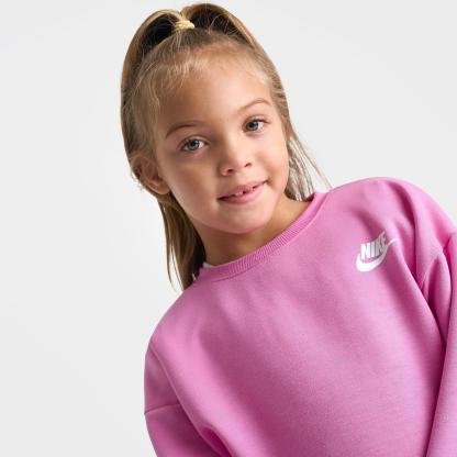 Girls' Little Kids' Nithtke Crewneck Sweatshirt and Wide Leg Sweatpants Set - Playful Pink
