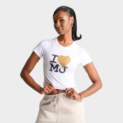 Women's Jordan Flight I Love MJ T-Shirt - White/Metallic Gold - view 1