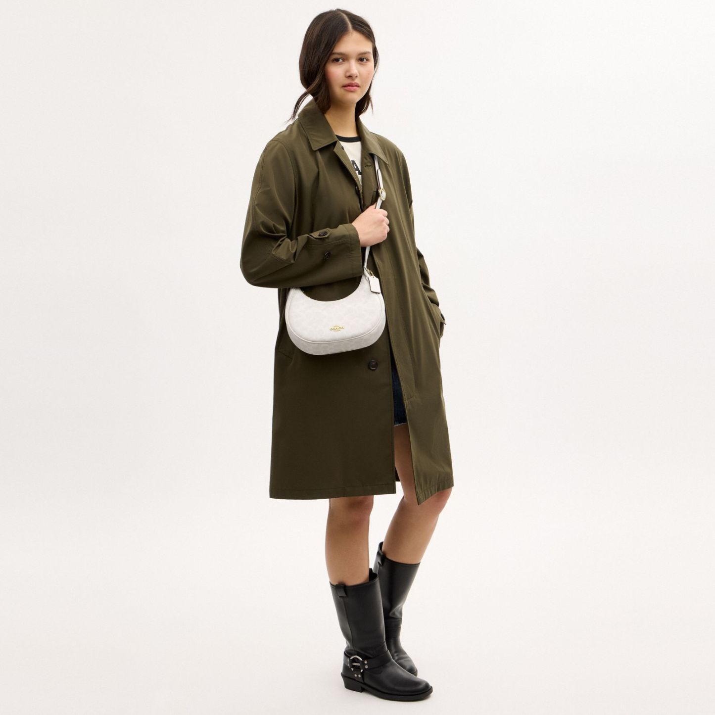 Emily Shoulder Bag In Signature Canvas - Gold/White/Chalk - view 11