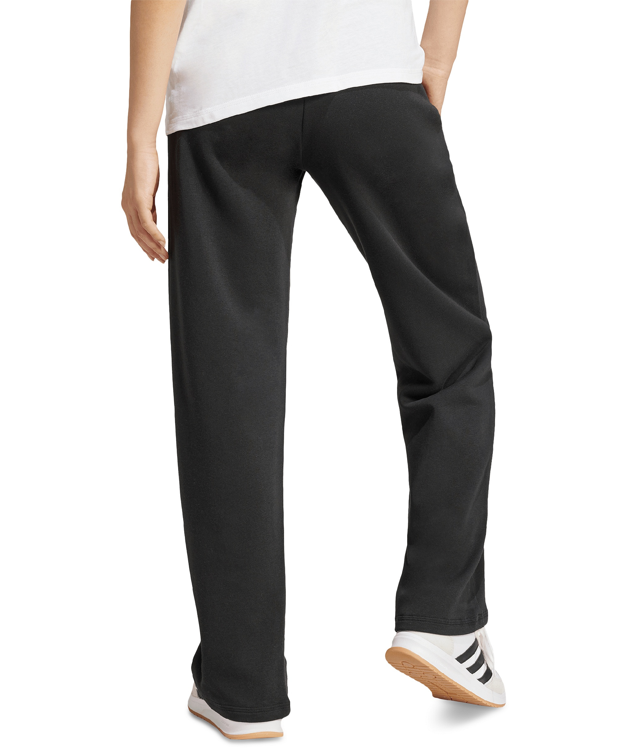 adidas Women's Essentials Small Logo Feel Cozy Open Hem Pants - Black/White