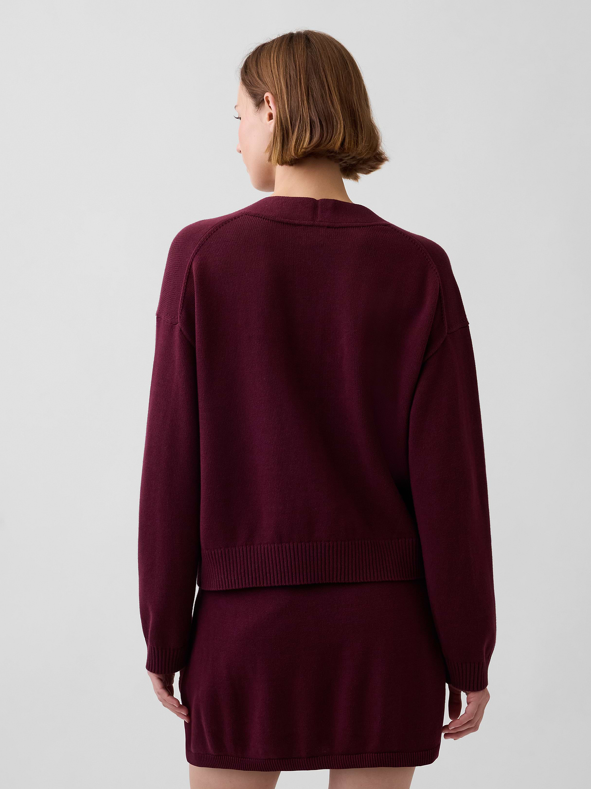 100% Cotton Oversized Cardigan Sweater - Noir red