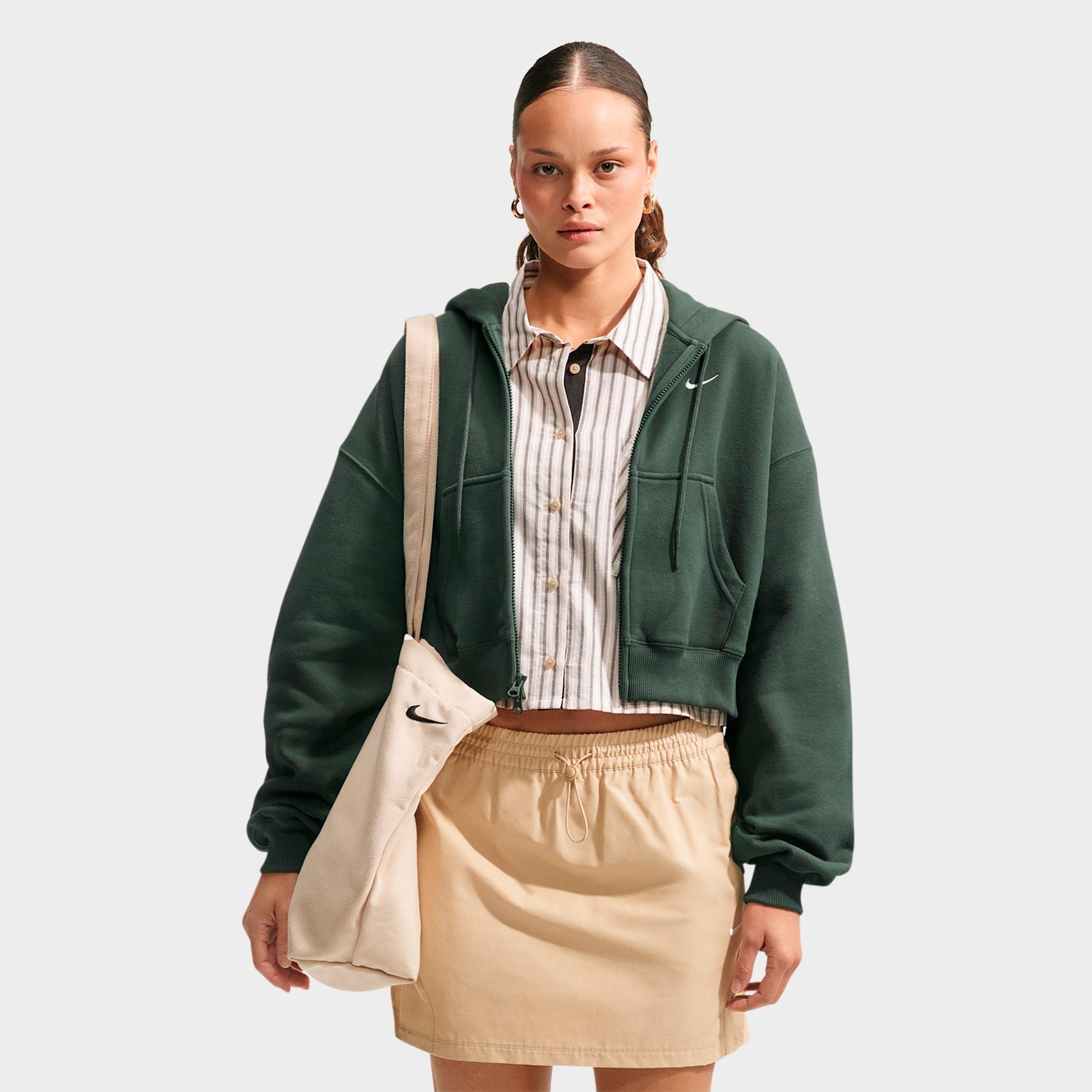 Women's Nithtke Studio Fleece Medium-Weight Oversized Cropped Full-Zip Hoodie - Camo Green/Sail
