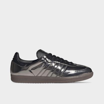 Women's adidas Originals Samba OG Casual Shoes - Part 2 - Core Black/Core Black/Gum - Left shoe facing left. Outside of the shoe.