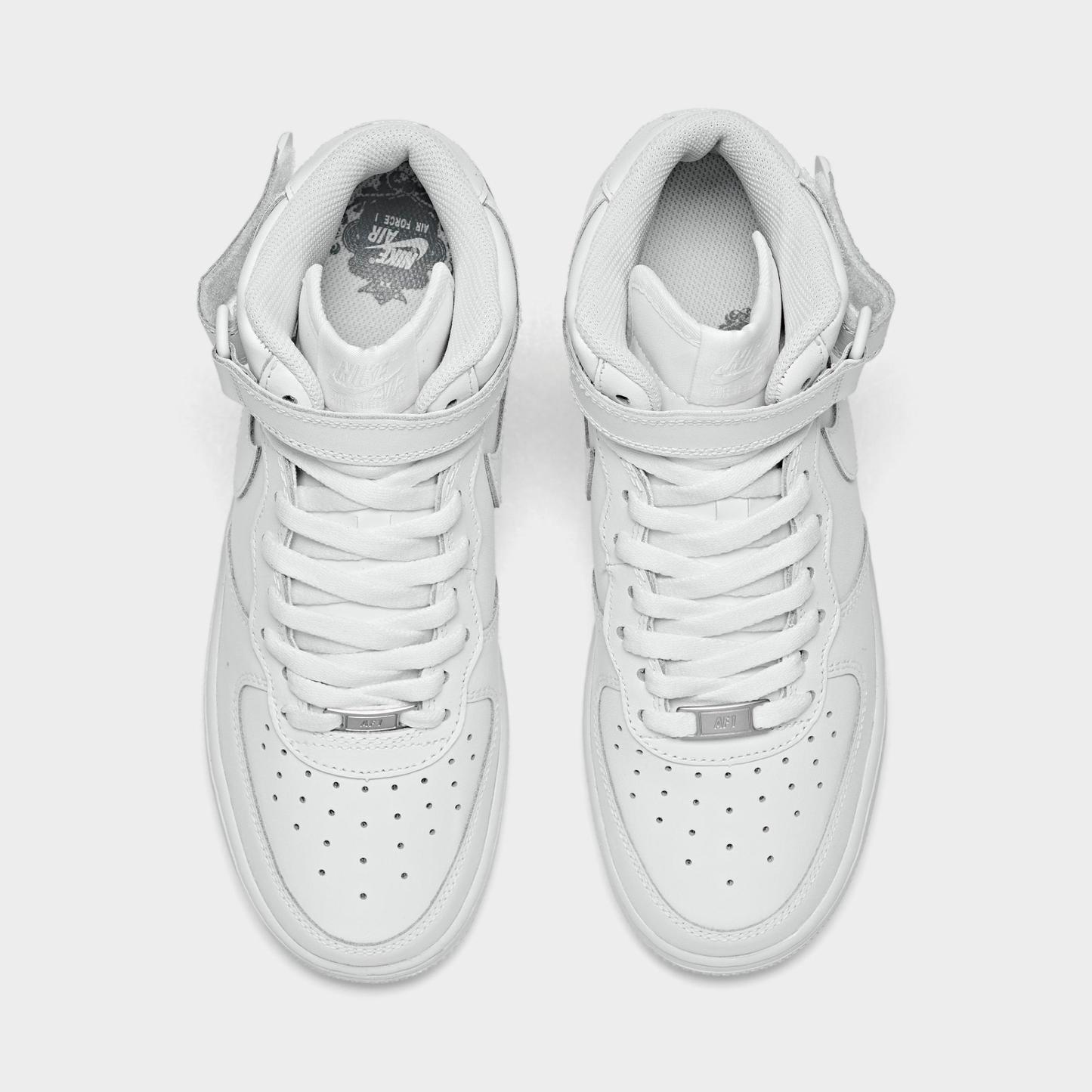Big Kids' Nithtke Air Force 1 MId '07 LE Casual Shoes - White/White - Top view