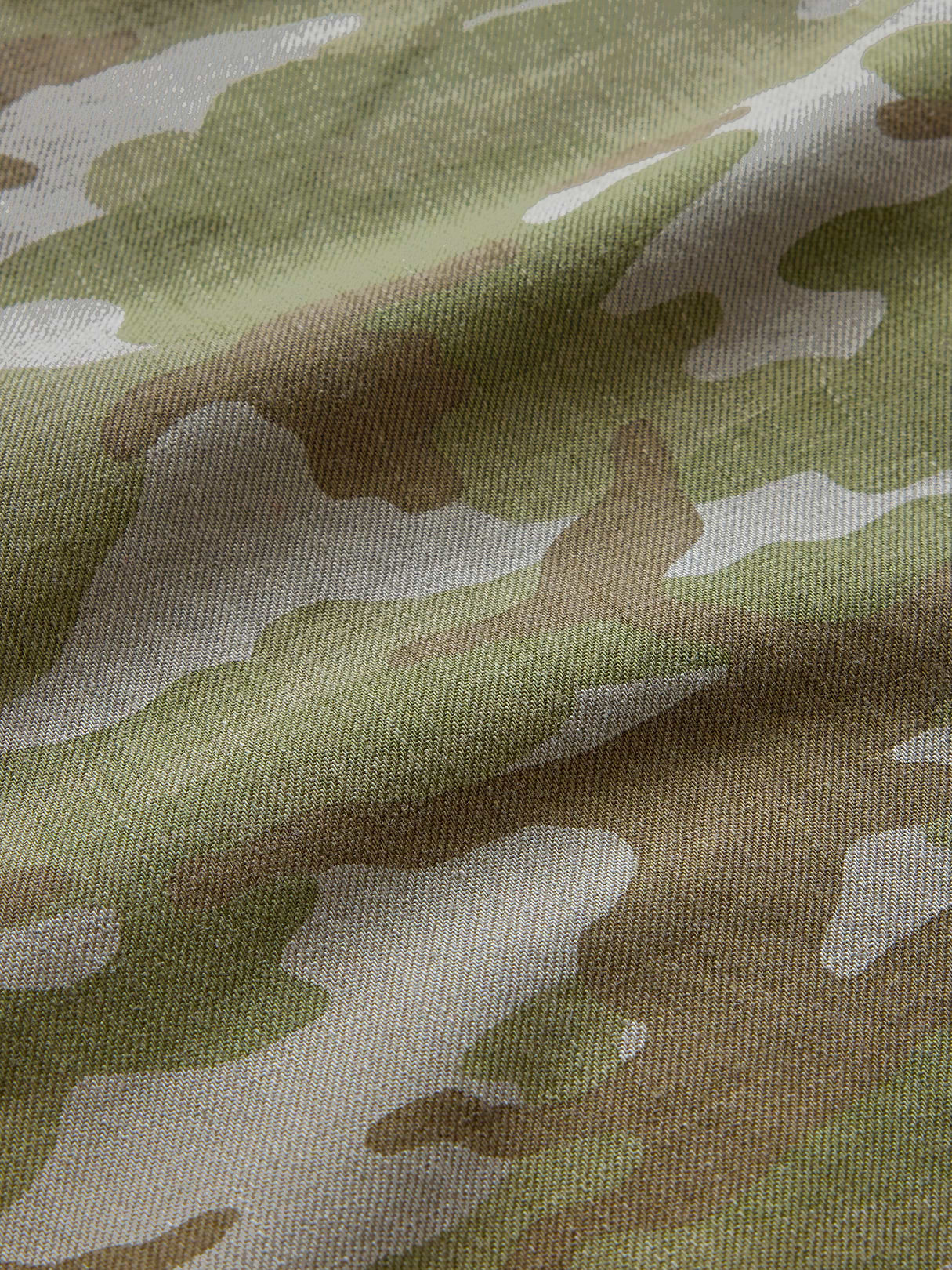 Mid Rise Denim Stripe Baggy Jeans - Green camo