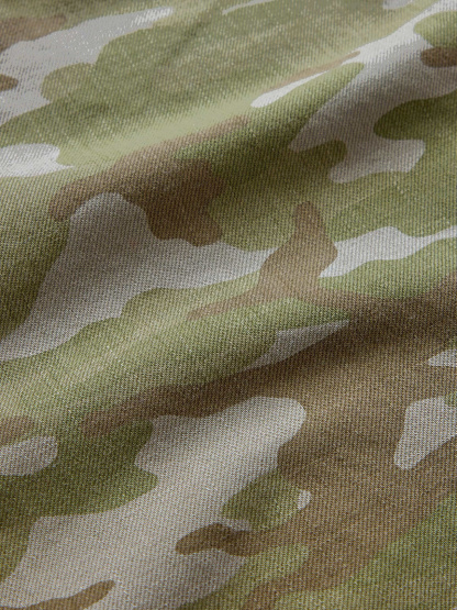 Mid Rise Denim Stripe Baggy Jeans - Green camo