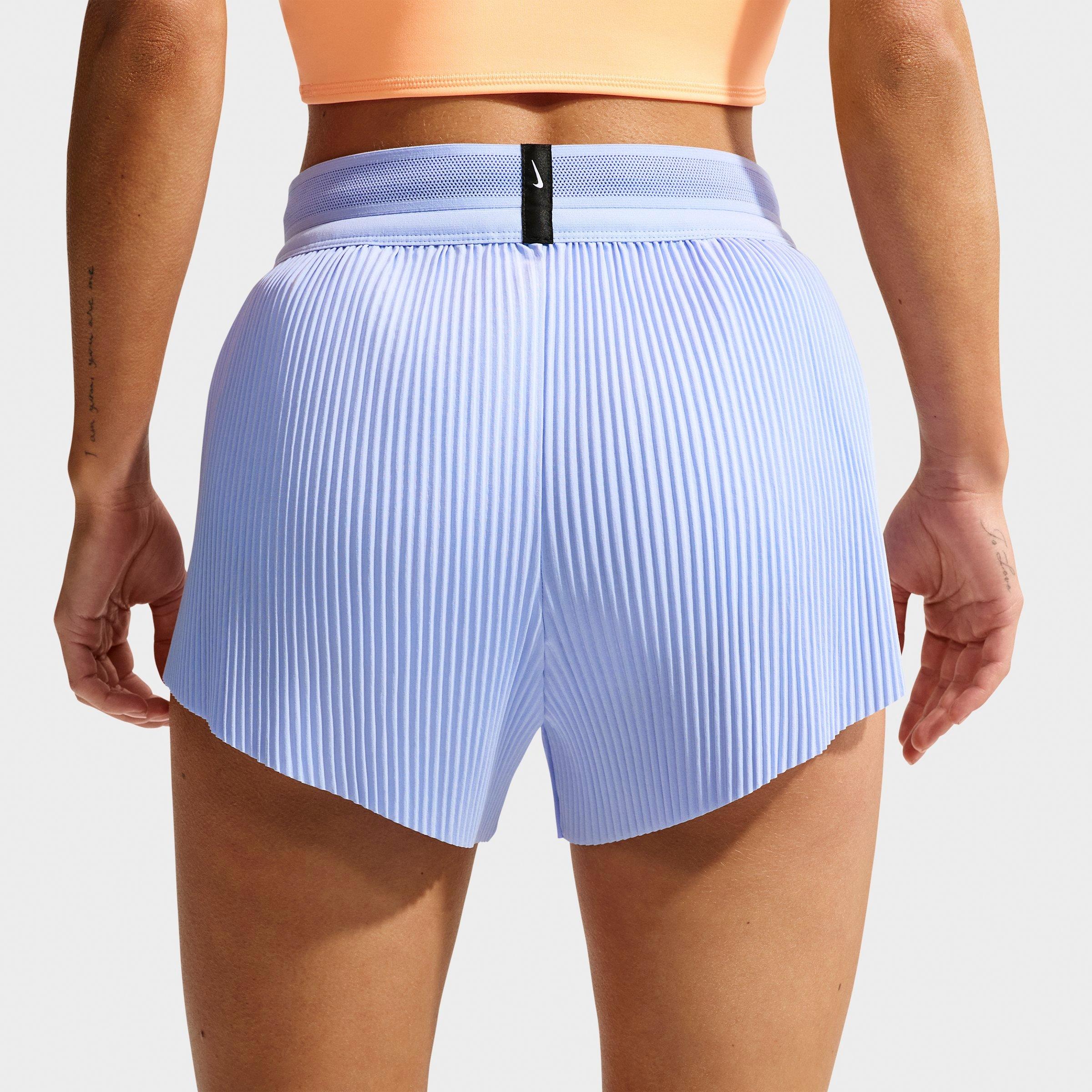 Women's Nithtke AeroSwift Dri-FIT ADV Mid-Rise 3 Inch Brief-Lined Shorts - Aluminum/Black/White/Atomic Pink