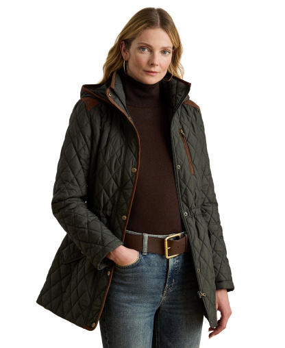 Lauren Ralph Lauren Women's Hooded Anorak Quilted Coat, Created for Macy's - Litchfield Loden