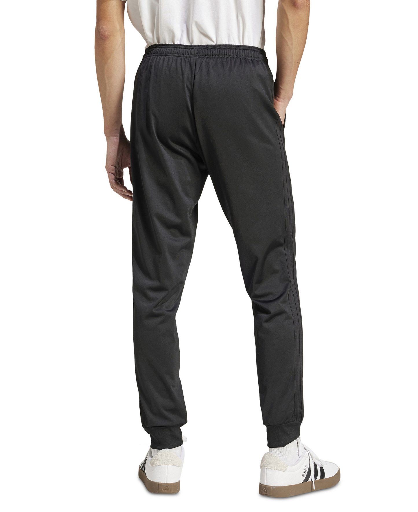 adidas Men's 3-Stripes Tricot Regular Tapered Track Pants - Black/blac