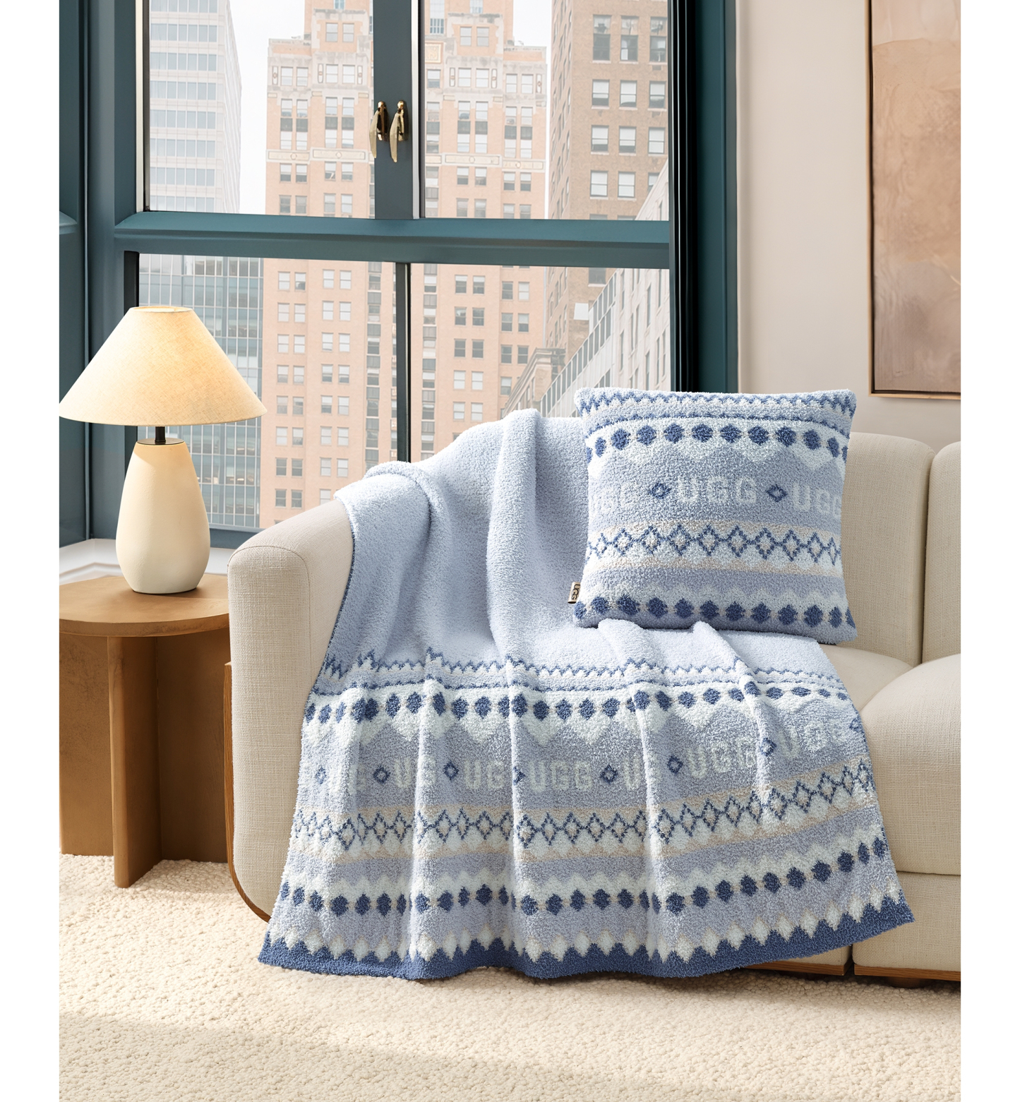 UGG® Polaris Knit Throw, 50" x 70" - Light blue