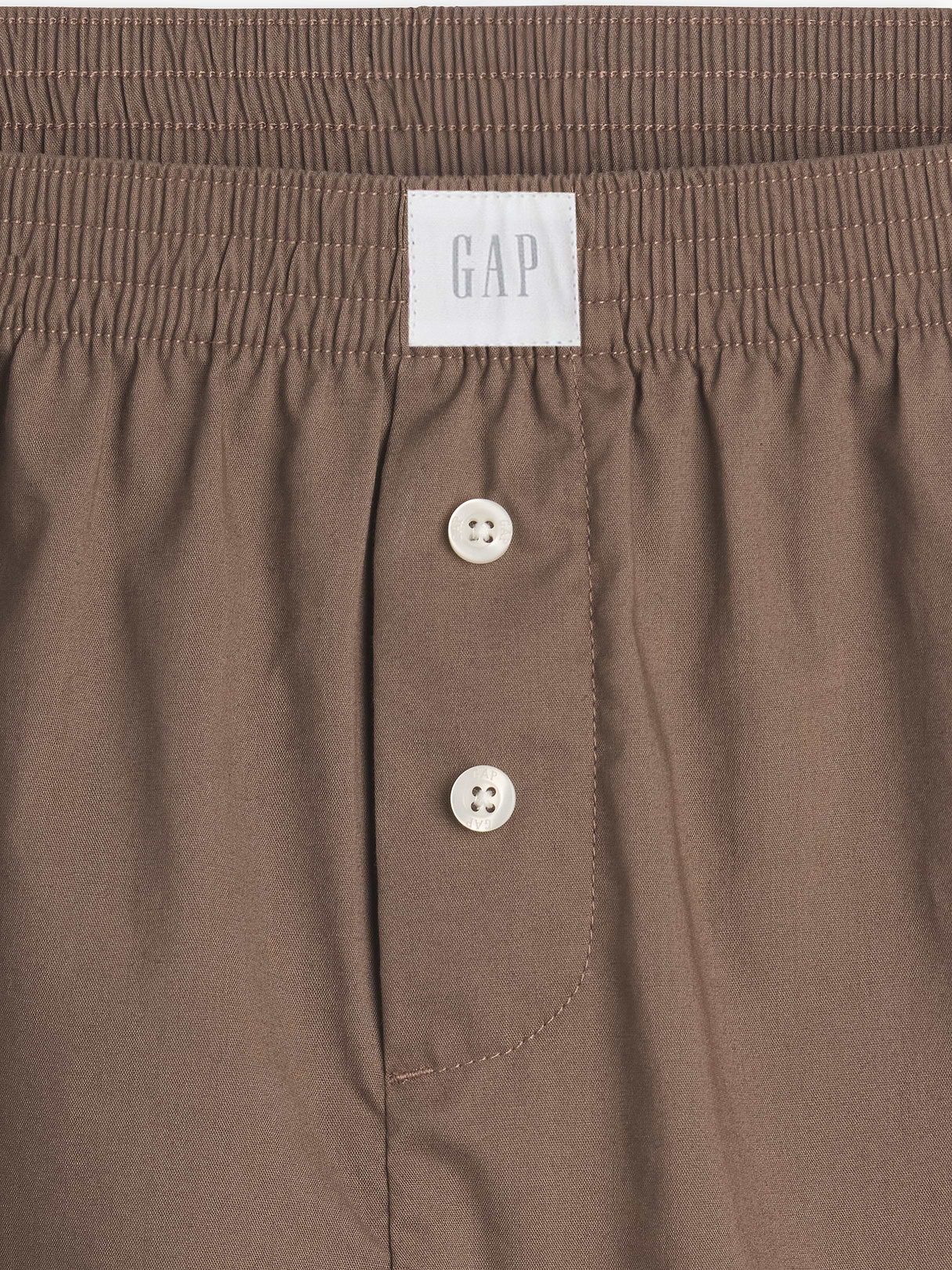 Poplin PJ Boxer Shorts - Toasted almond brown