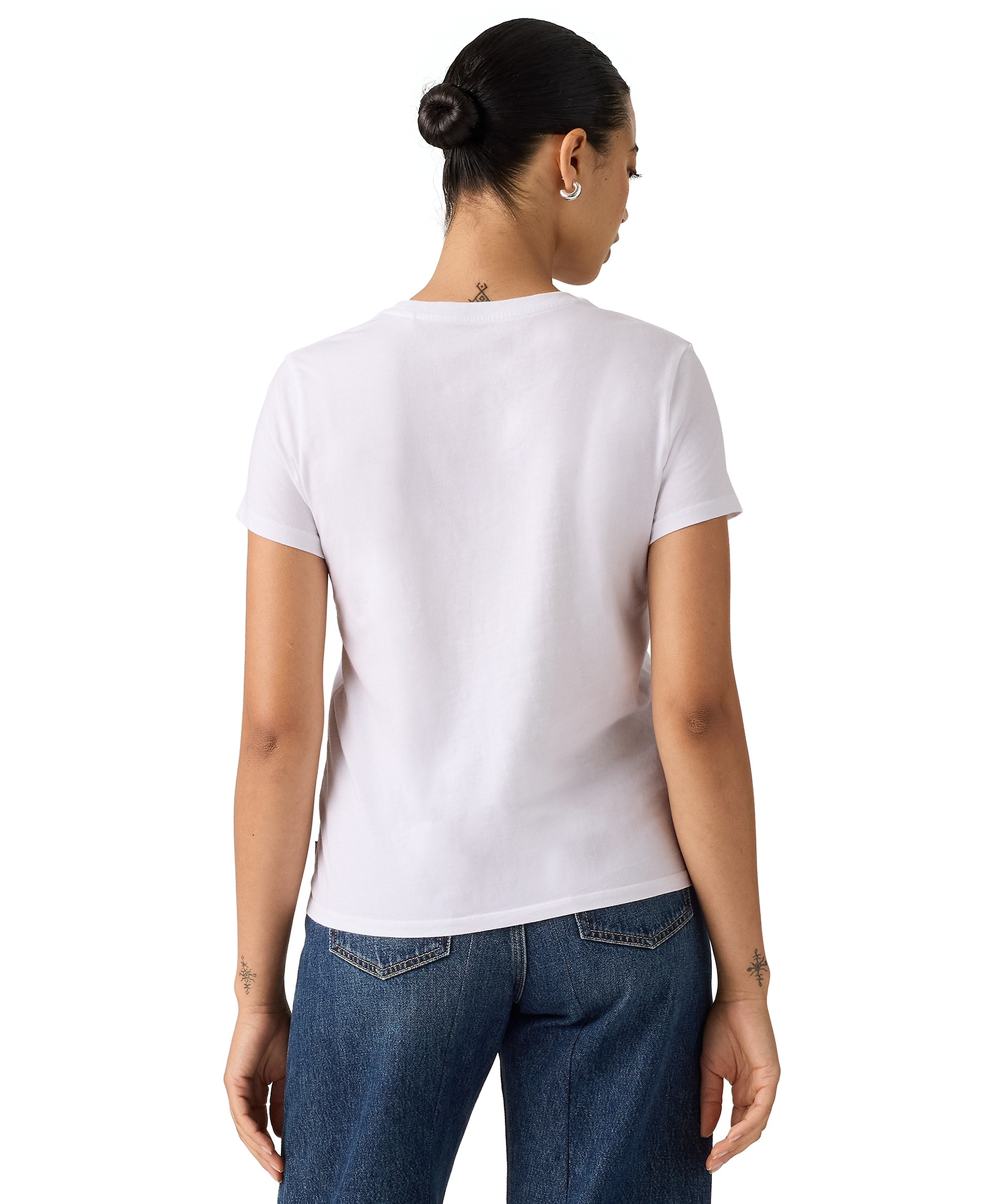 Levi's Women's Perfect Graphic Logo Cotton T-Shirt - Floral Bandana Bw Bright White