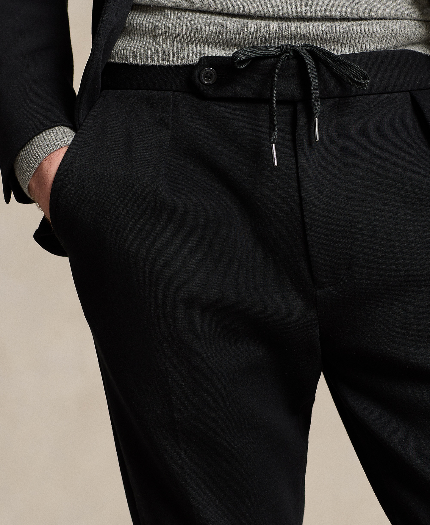 Polo Ralph Lauren Men's Pleated Double-Knit Suit Trousers - Black