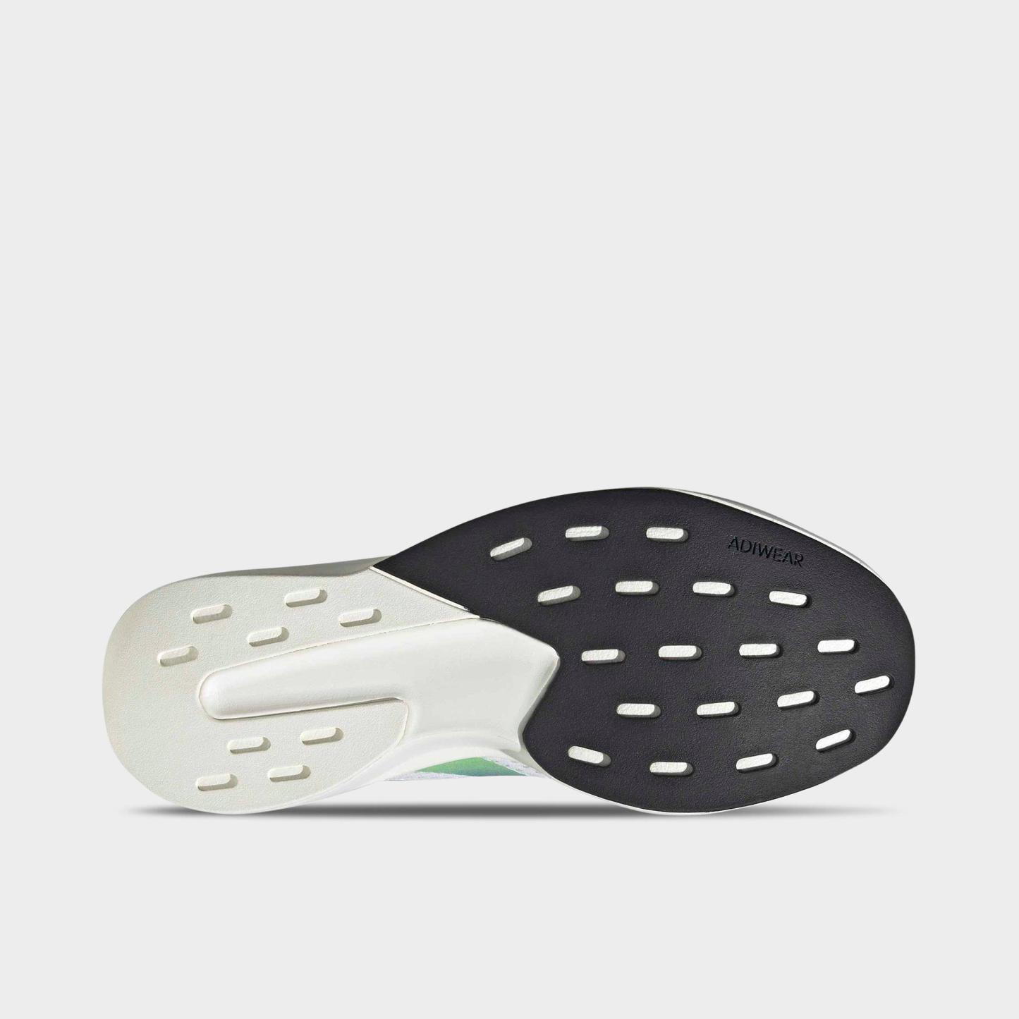 Men's adidas Adizero Pacer Running Shoes - Cloud White/Beam Green/Night Flash - Bottom view