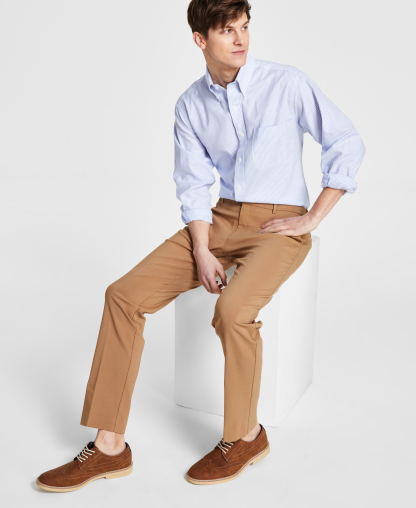 Tommy Hilfiger Men's Modern-Fit TH Flex Stretch Solid Performance Pants - Light Camel