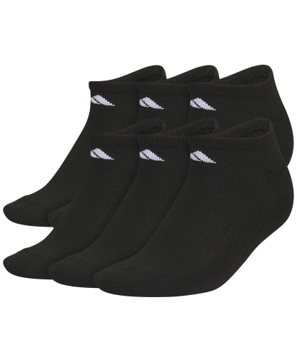 adidas Women's No Show Athletic Cushioned Socks, 6-Pack - Black/white