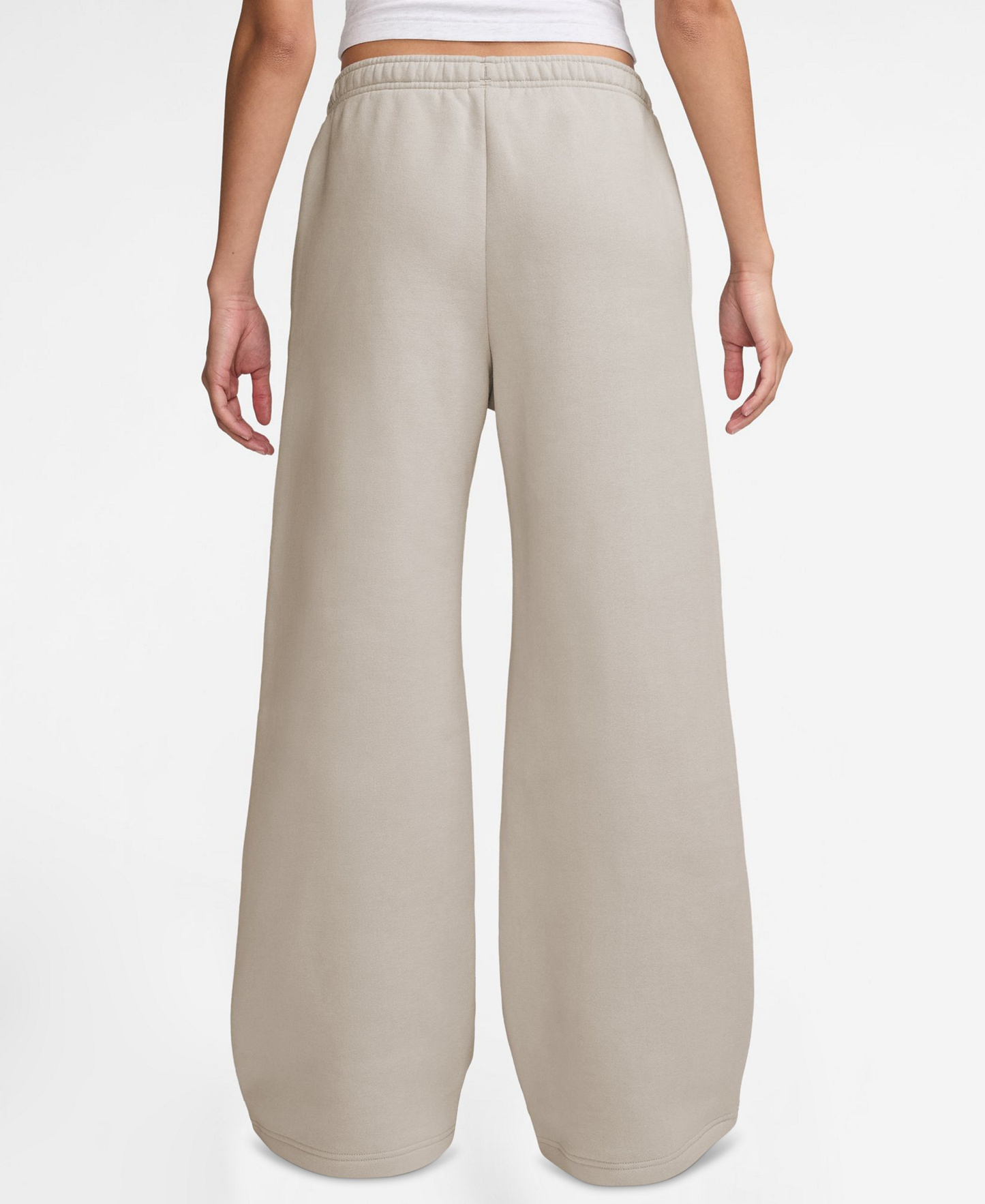 Nike Women's Studio Fleece Medium Weight Mid-Rise Wide-Leg Pants - Cream II/Sail