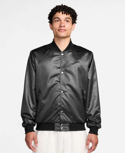 Nike Men's Sportswear Club Snap-Front Varsity Jacket - Black/Anthracite