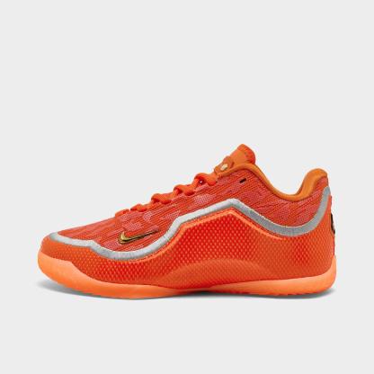Big Kids' Nithtke LeBron 23 Basketball Shoes - Safety Orange/Wolf Grey/Metallic Gold - Left shoe facing left. Outside of the shoe.