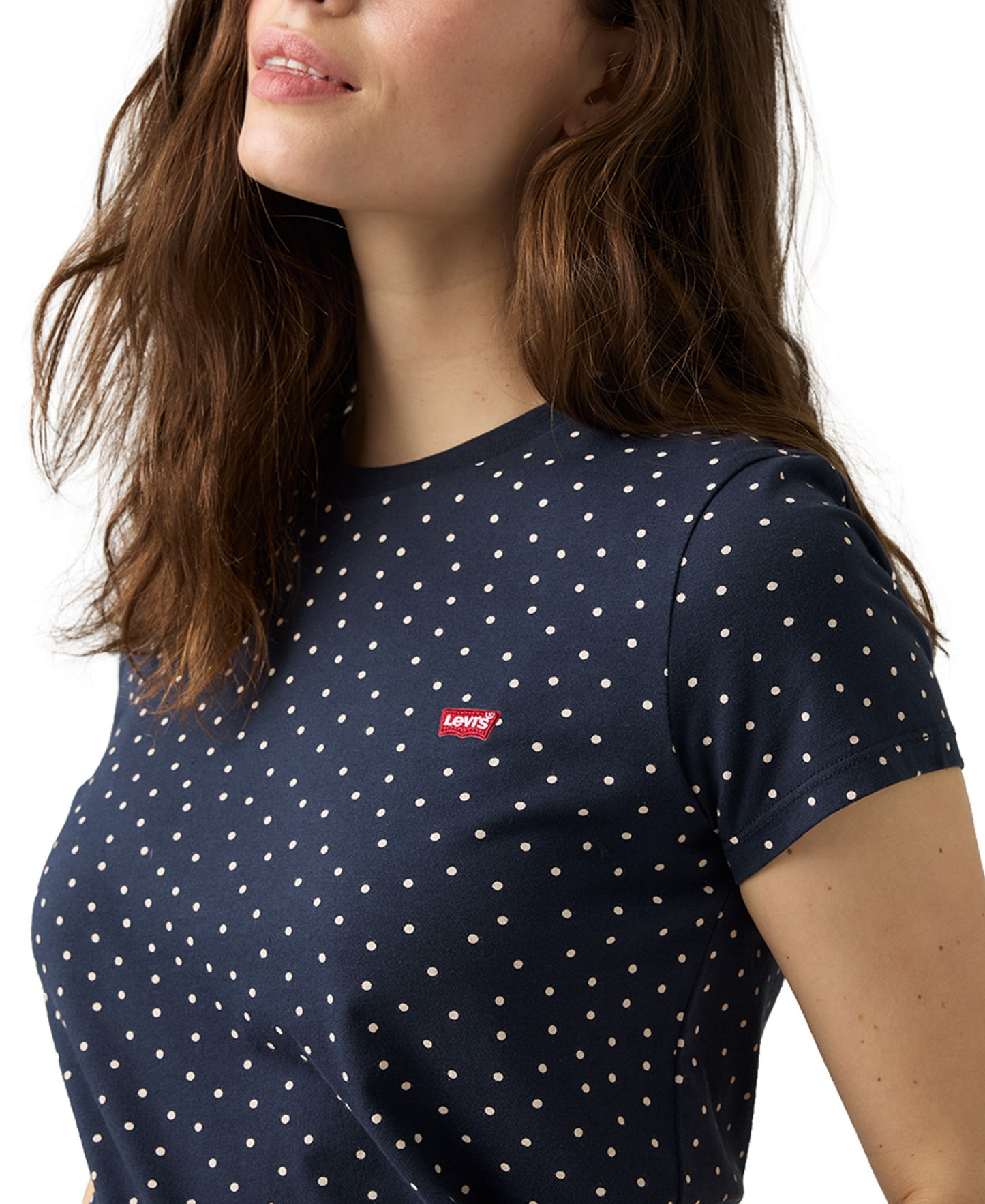 Levi's Women's The Perfect Crew Neck Cotton T-Shirt - Inga Dot Spaced Navy Blazer