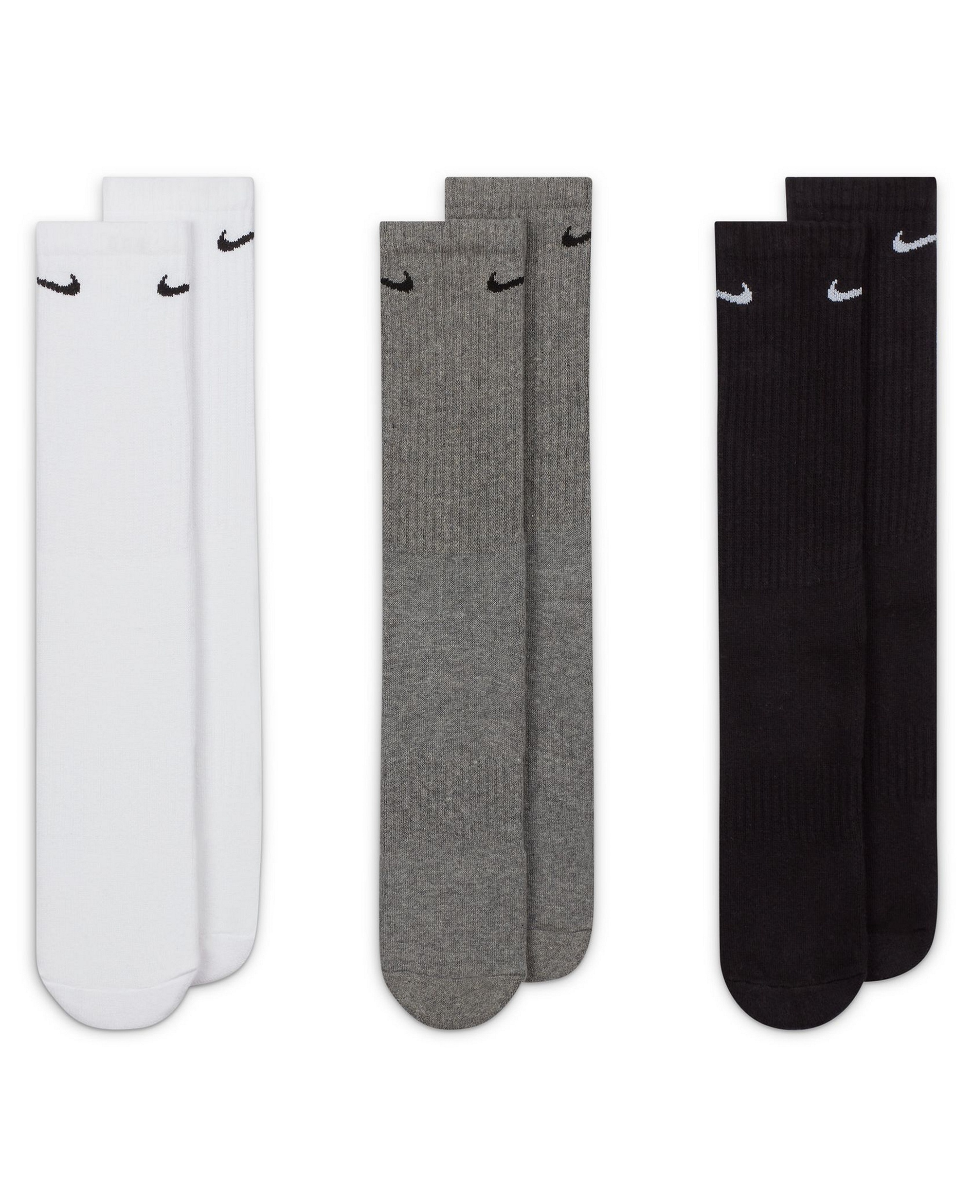 Nike Unisex Everyday Crew Socks, 3-Pack - White/Gray/Black