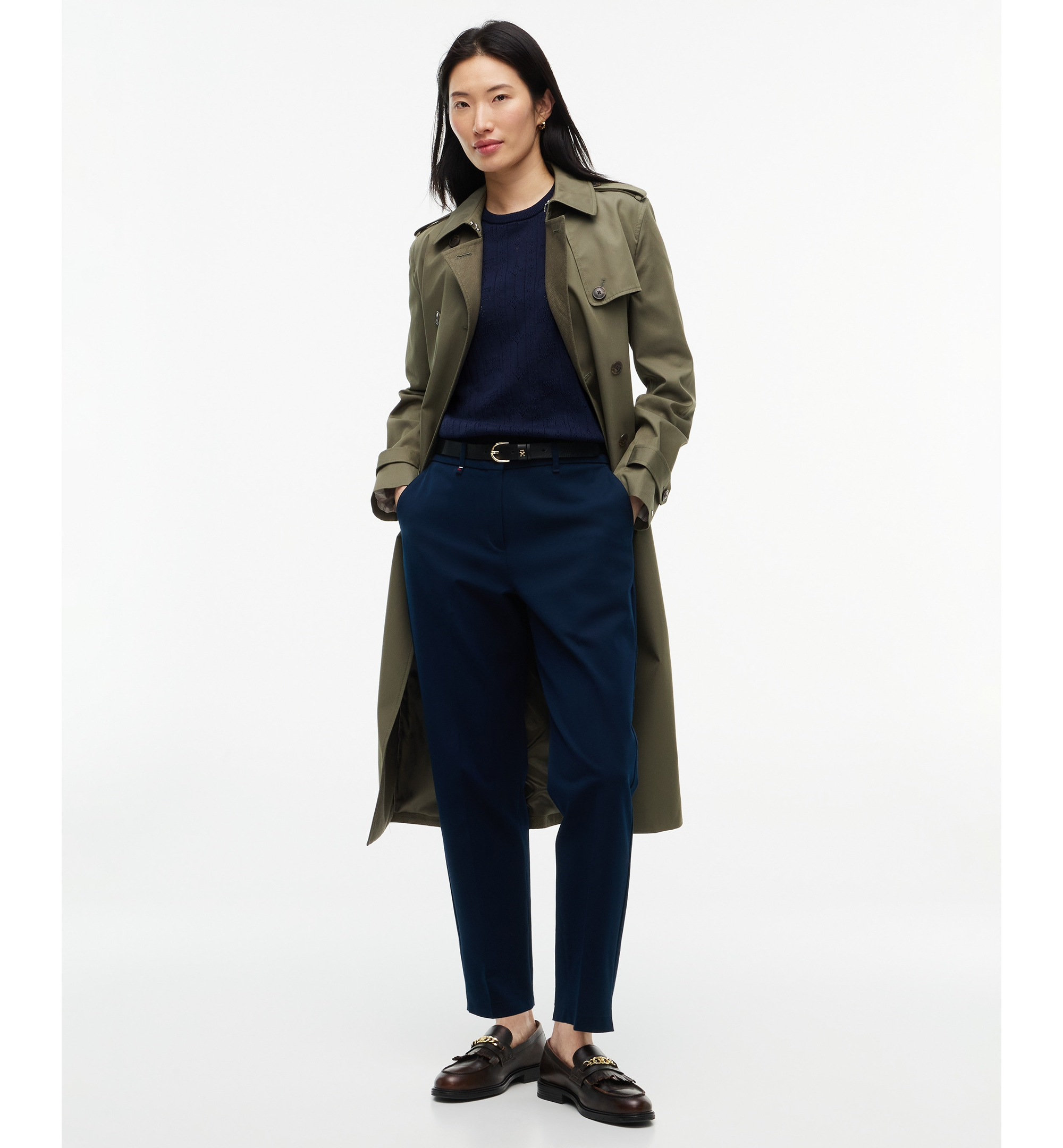 Tommy Hilfiger Women's Pointelle Puff-Sleeve Sweater - Dark Blue