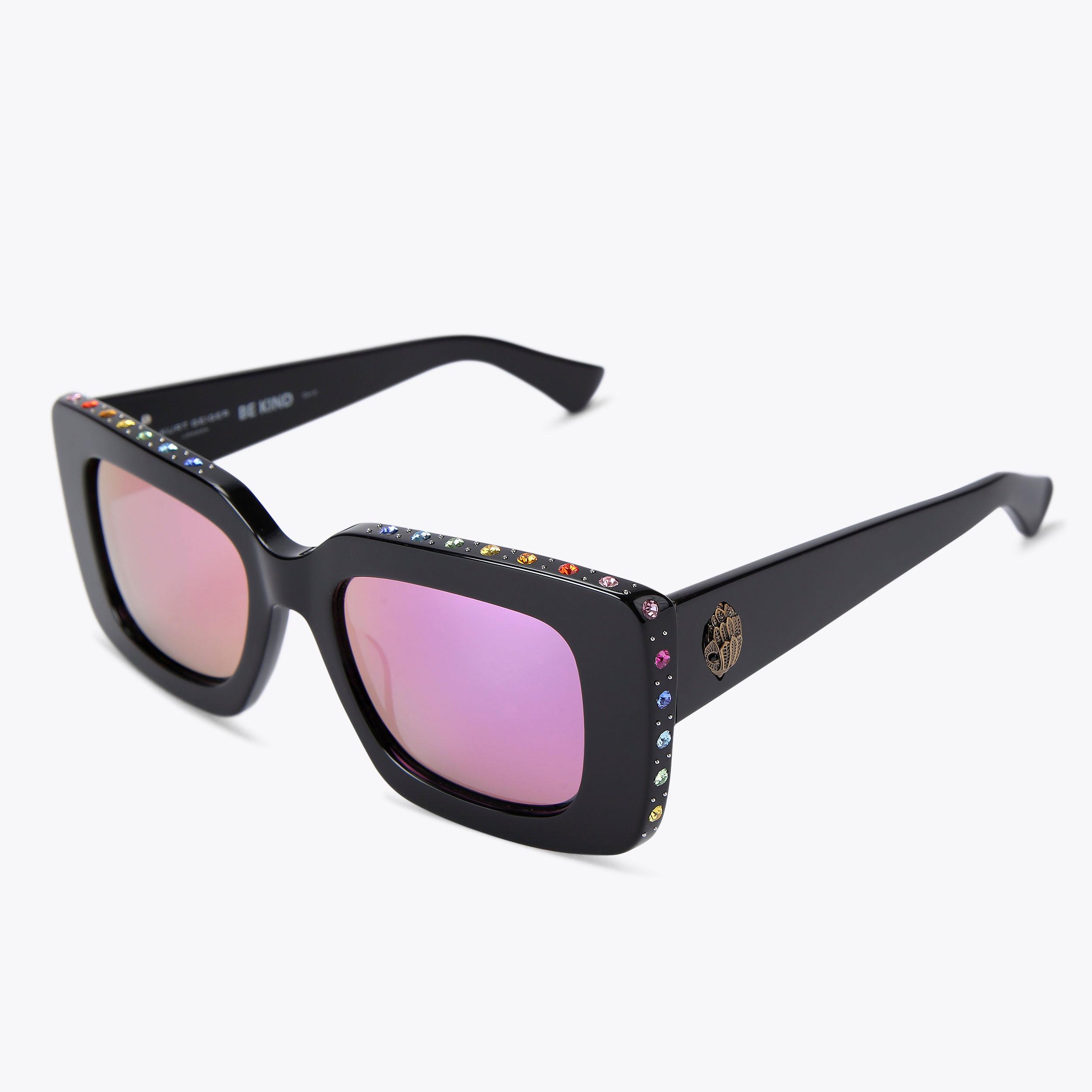 Kurt Geiger London Rectangle Shoreditch Sunglasses - Black - view 3