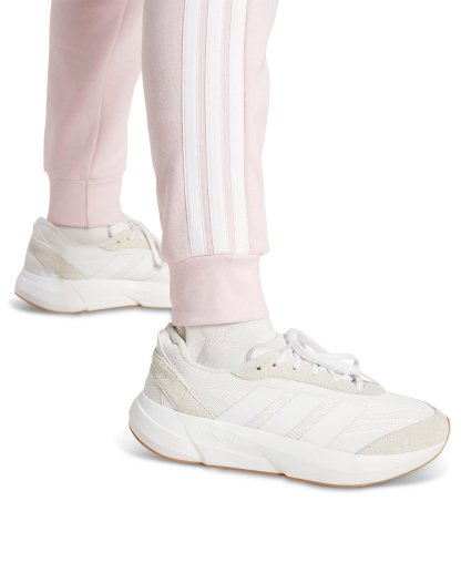 adidas Women's Essentials Three Stripes Fleece Slim Pants - Clear Pink/White