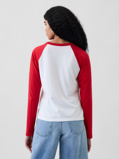 Organic Cotton VintageSoft Raglan T-Shirt - Fresh white & red