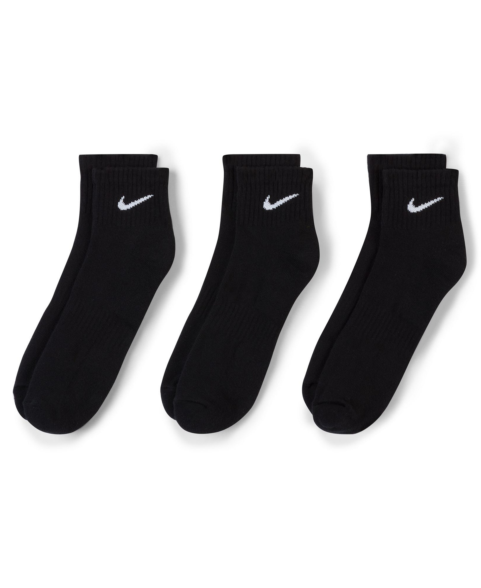 Nike Unisex Quarter Ankle Socks, 3-Pack - Black/white