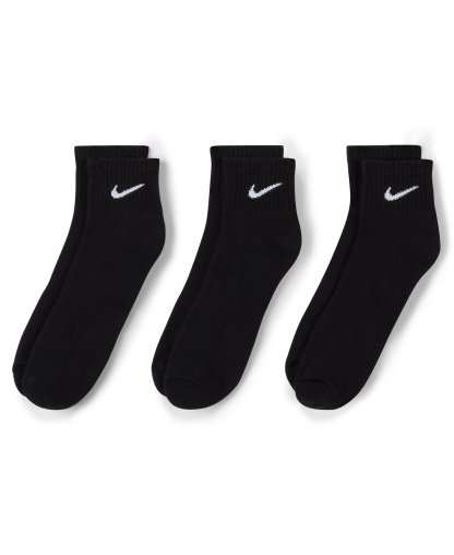 Nike Unisex Quarter Ankle Socks, 3-Pack - Black/white