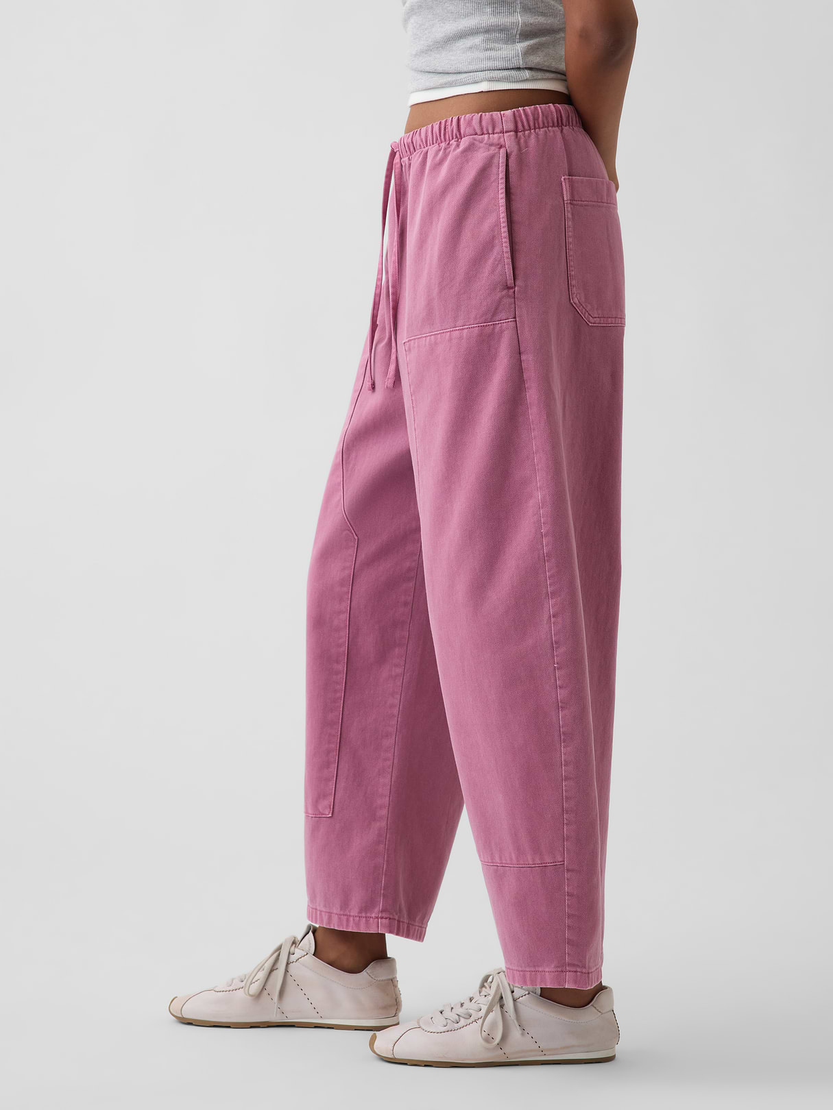 Easy Double-Knee Barrel Pants - Raspberry ice pink