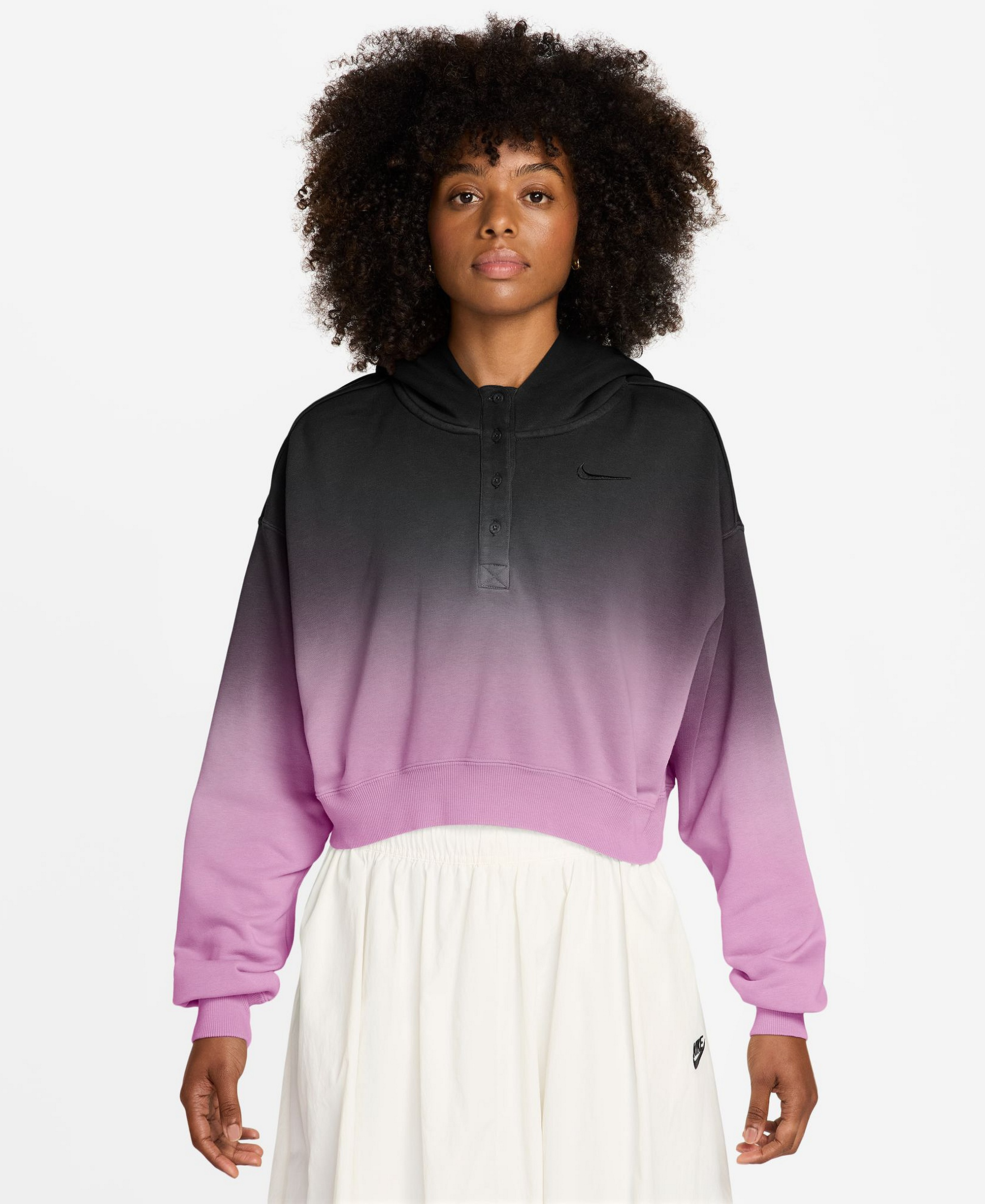 Nike Women's Sportswear Phoenix Fleece Oversized Henley Hoodie - Hydrogen Blue/lt Photo Blue