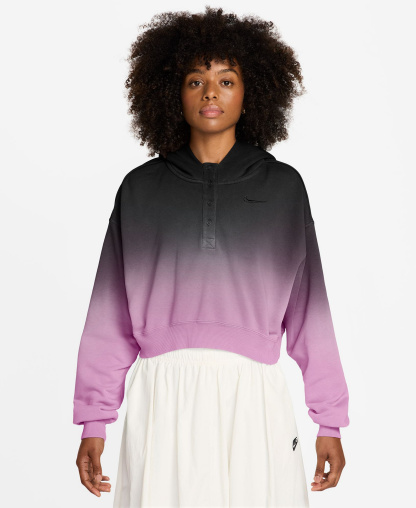 Nike Women's Sportswear Phoenix Fleece Oversized Henley Hoodie - Hydrogen Blue/lt Photo Blue