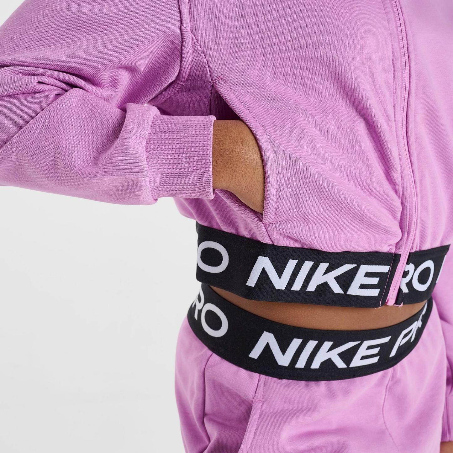 Girls' Big Kids' Nike Pro Fleece Dri-FIT Full-Zip Hoodie - Light Magenta/Light Magenta/Black/White
