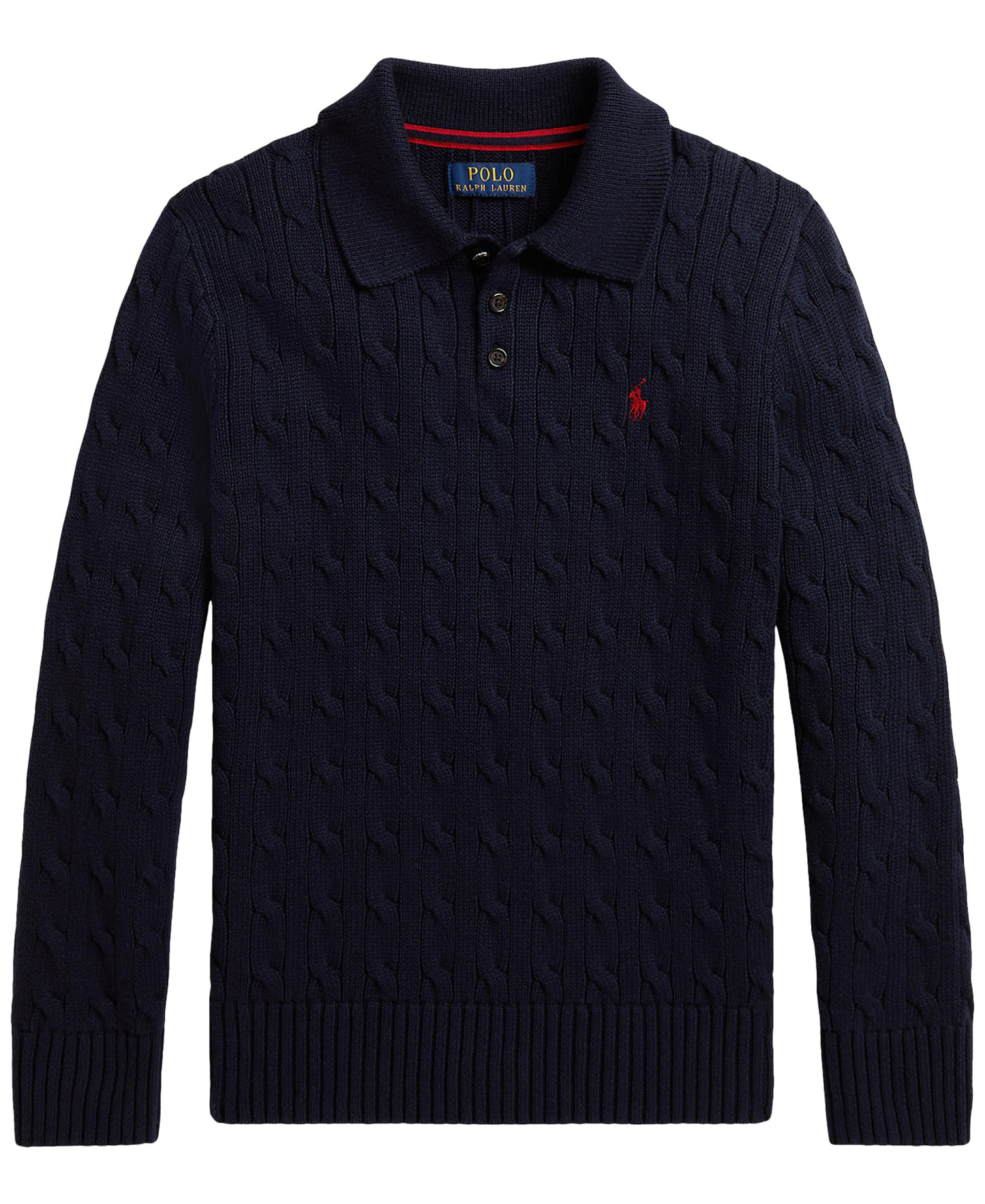 Polo Ralph Lauren Boys' 8-20 Cable-Knit Cotton Polo Sweater - RL Navy