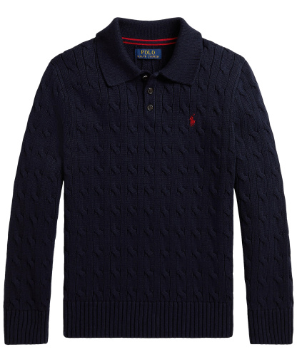 Polo Ralph Lauren Boys' 8-20 Cable-Knit Cotton Polo Sweater - RL Navy