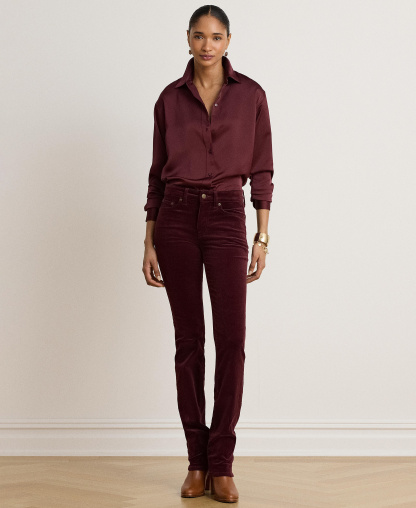 Lauren Ralph Lauren Women's Relaxed-Fit Satin Charmeuse Shirt - Dark Garnet