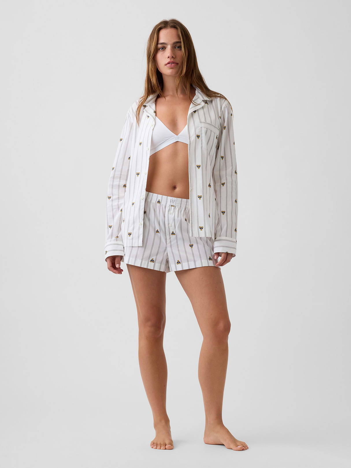 Poplin PJ Boxer Shorts - Brannan bear off white