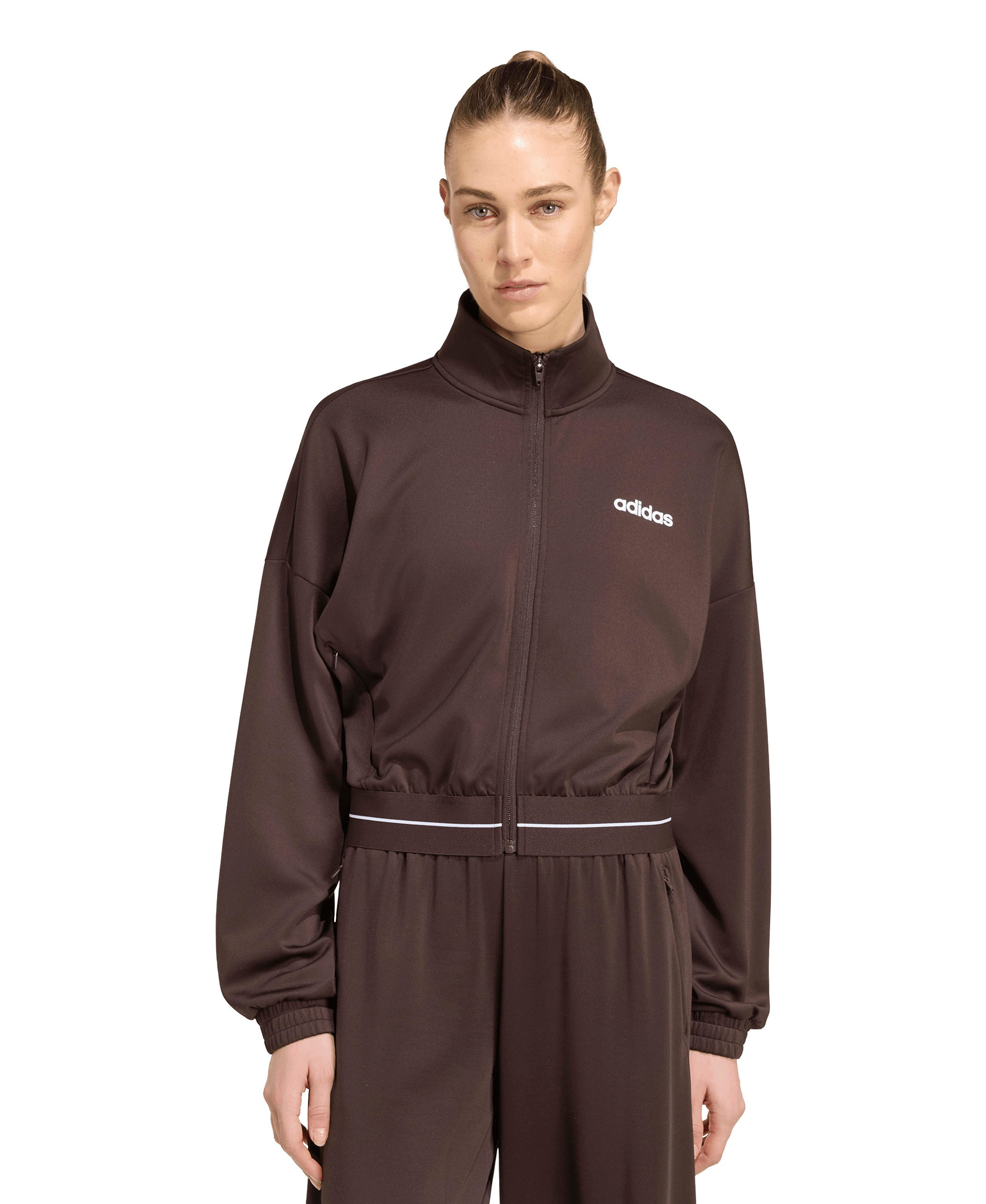 adidas Women's Hyperglam Track Cropped Training Track Jacket - Aurora Coffee