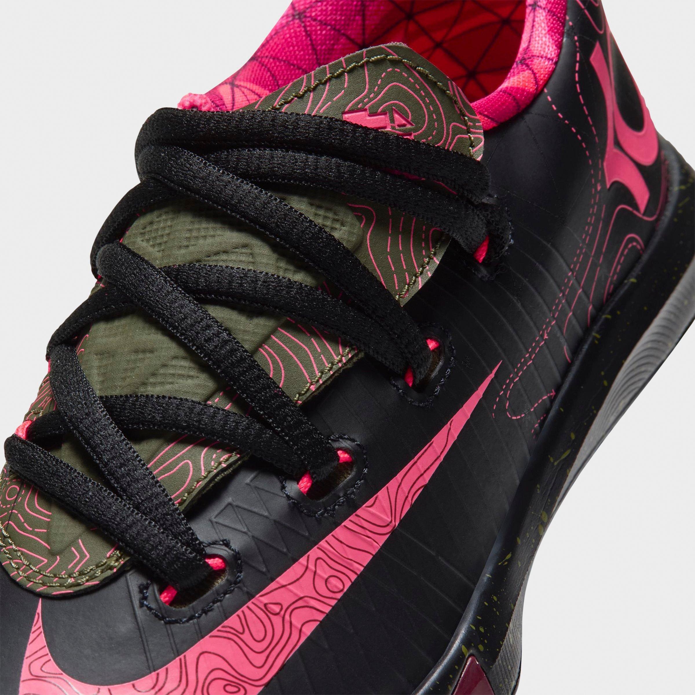 Little Kids' Nithtke KD 6 Basketball Shoes - Black/Atomic Red/Medium Olive/Noble Red - Detail shot