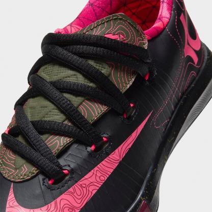 Little Kids' Nithtke KD 6 Basketball Shoes - Black/Atomic Red/Medium Olive/Noble Red - Detail shot