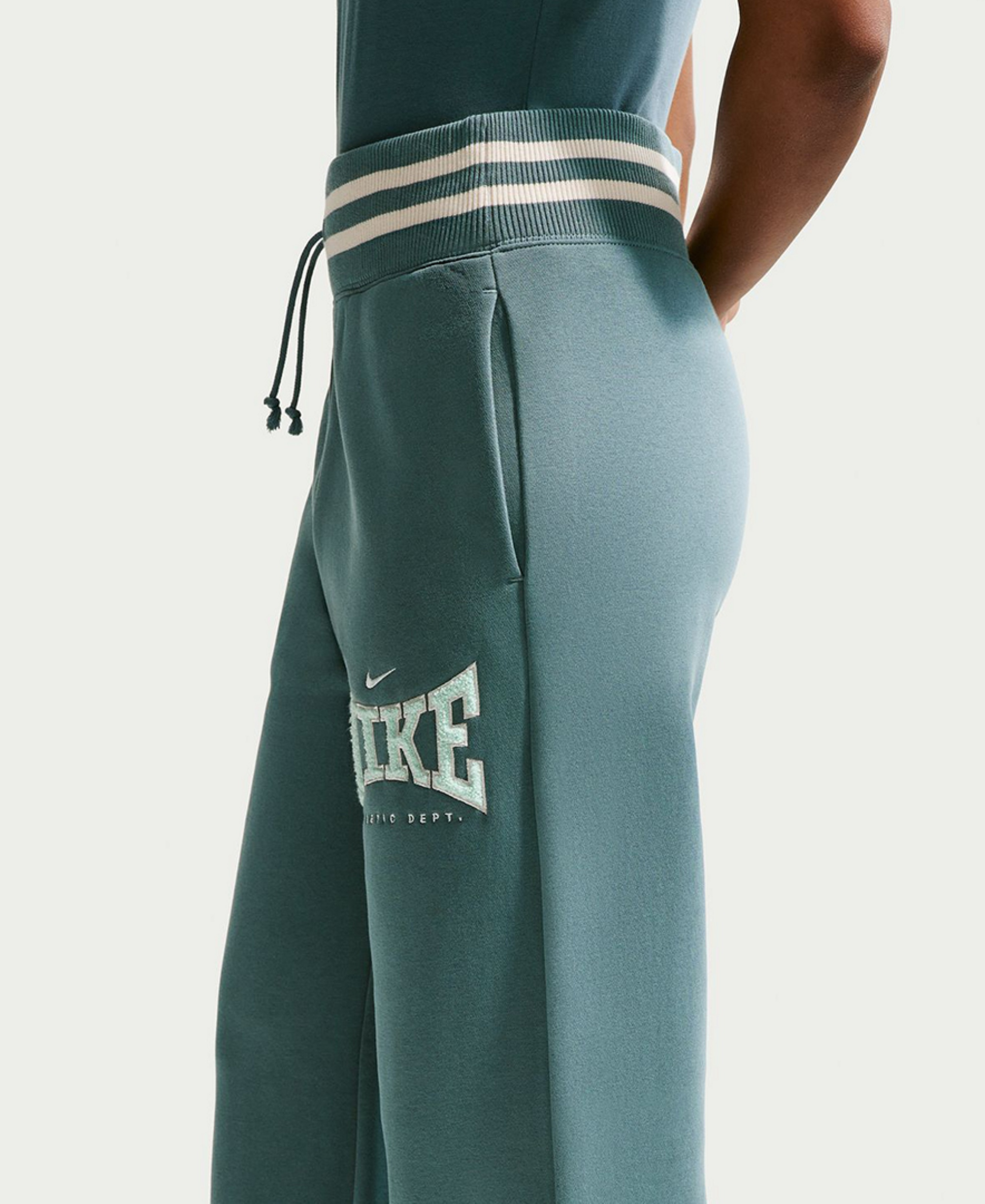 Nike Women's Sportswear Phoenix Fleece High-Waisted Wide-Leg Pants - Mineral Slate/Barely Green