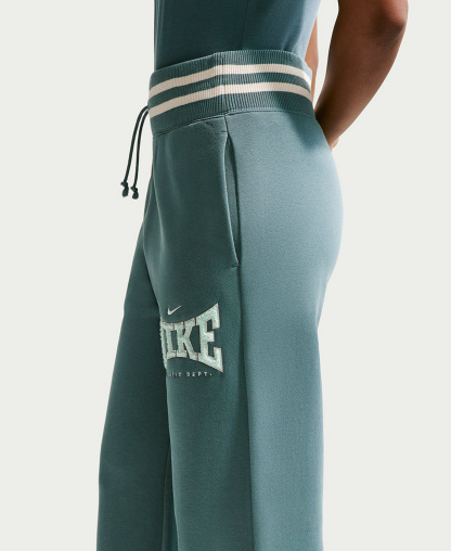 Nike Women's Sportswear Phoenix Fleece High-Waisted Wide-Leg Pants - Mineral Slate/Barely Green