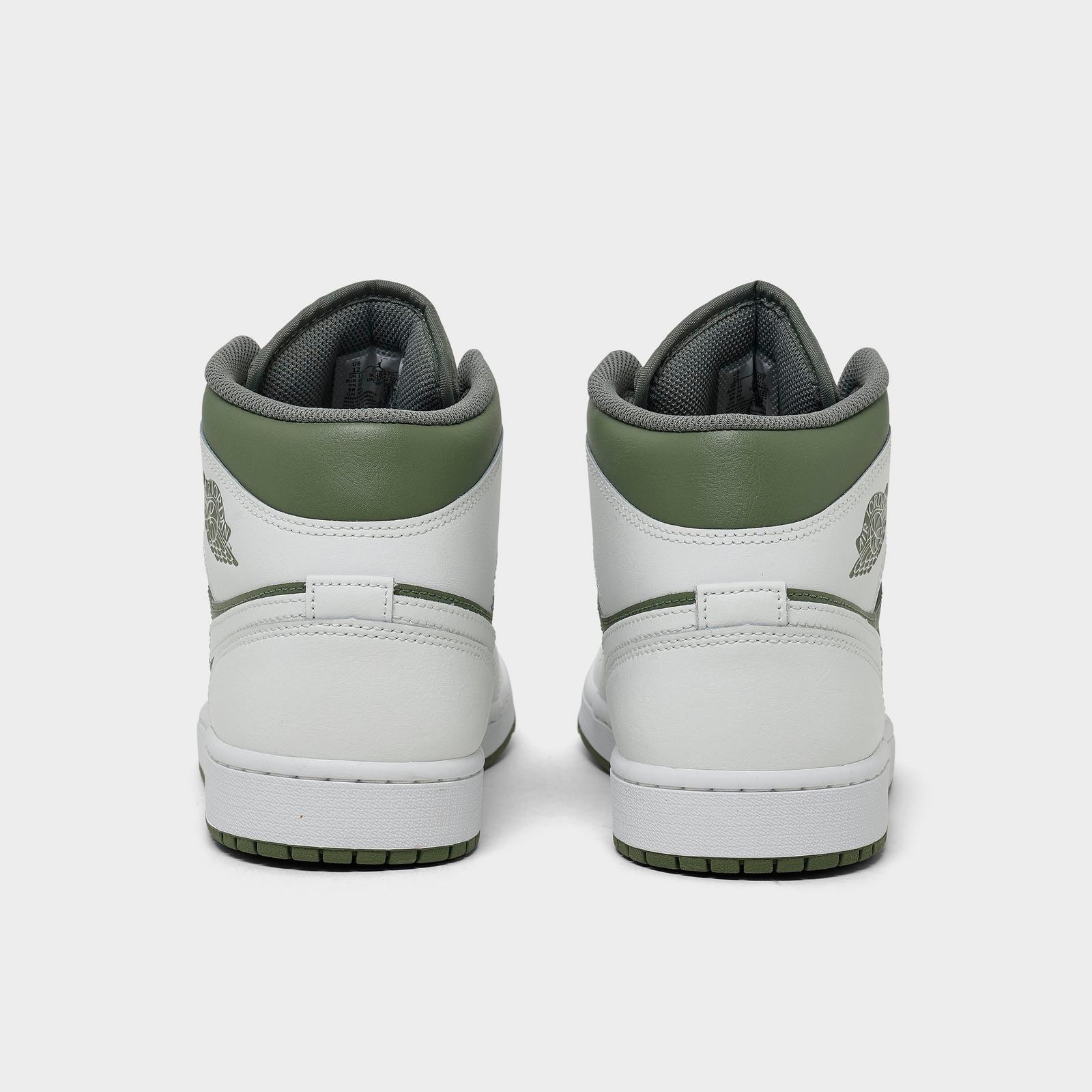 Men's Air Jordan Retro 1 Mid Casual Shoes - Summit White/Vintage Lichen - view 4