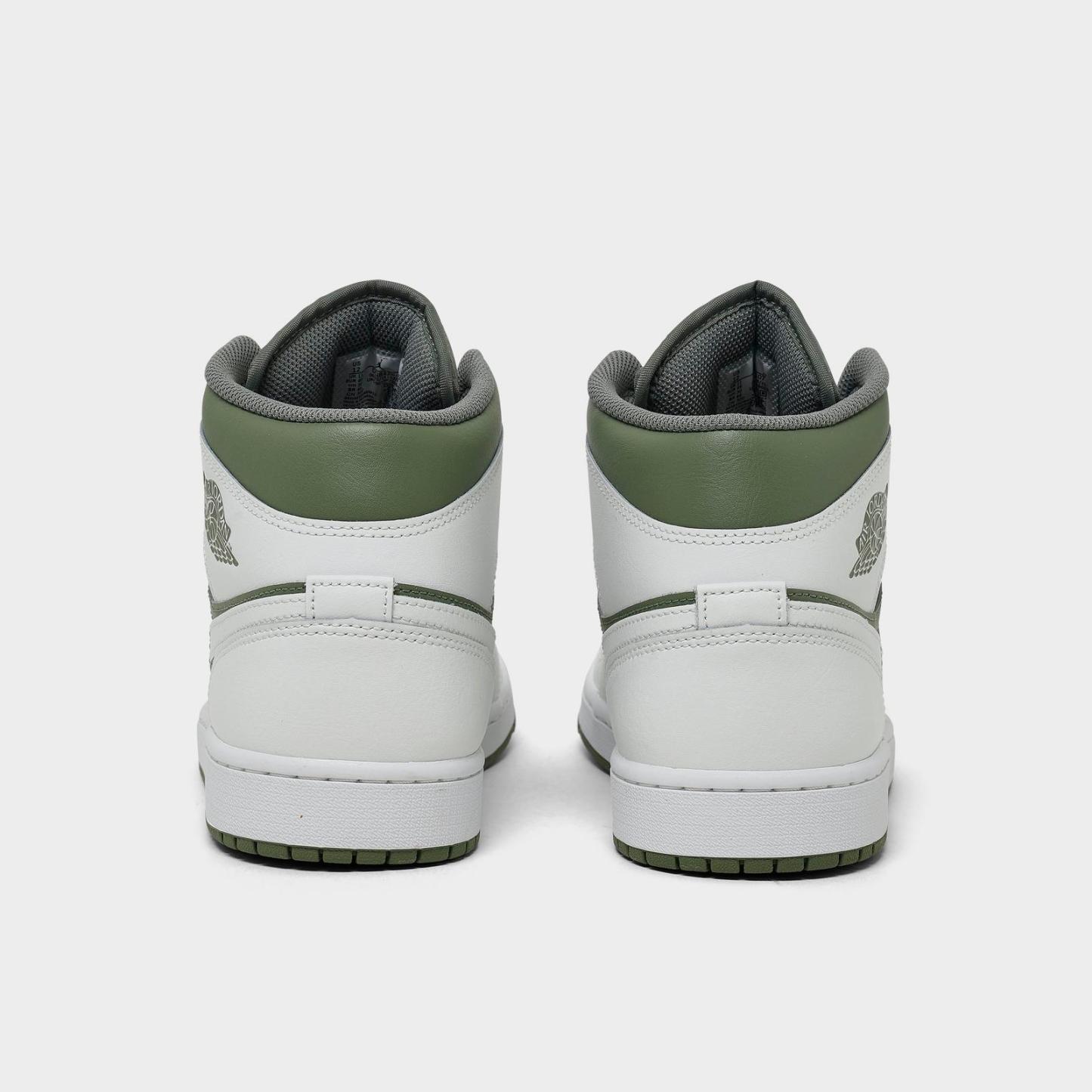 Men's Air Jordan Retro 1 Mid Casual Shoes - Summit White/Vintage Lichen - view 4