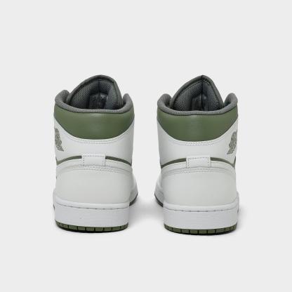 Men's Air Jordan Retro 1 Mid Casual Shoes - Summit White/Vintage Lichen - view 4