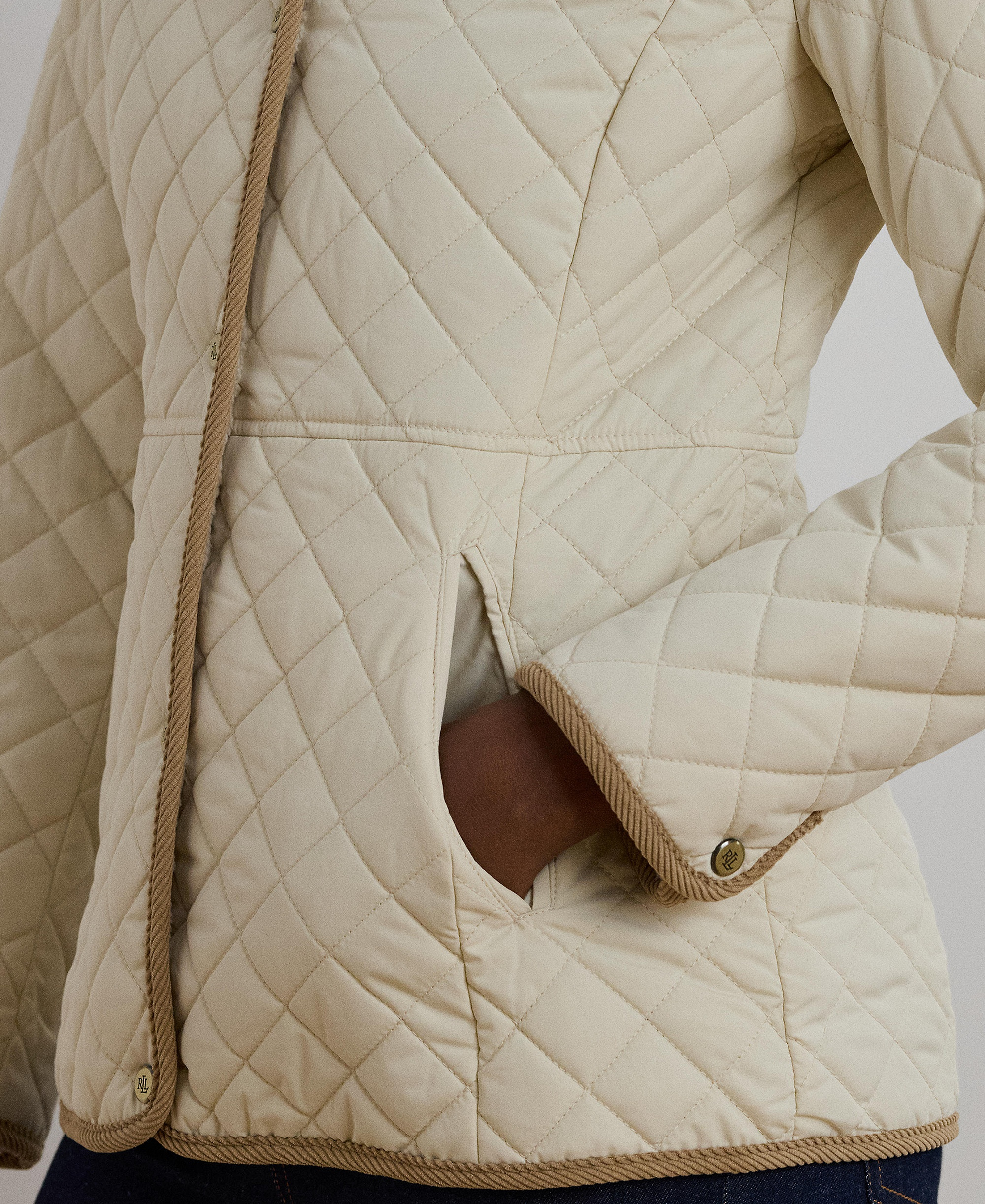 Lauren Ralph Lauren Women's Faux-Sherpa-Collar Quilted Coat, Created for Macy's - Moda Cream