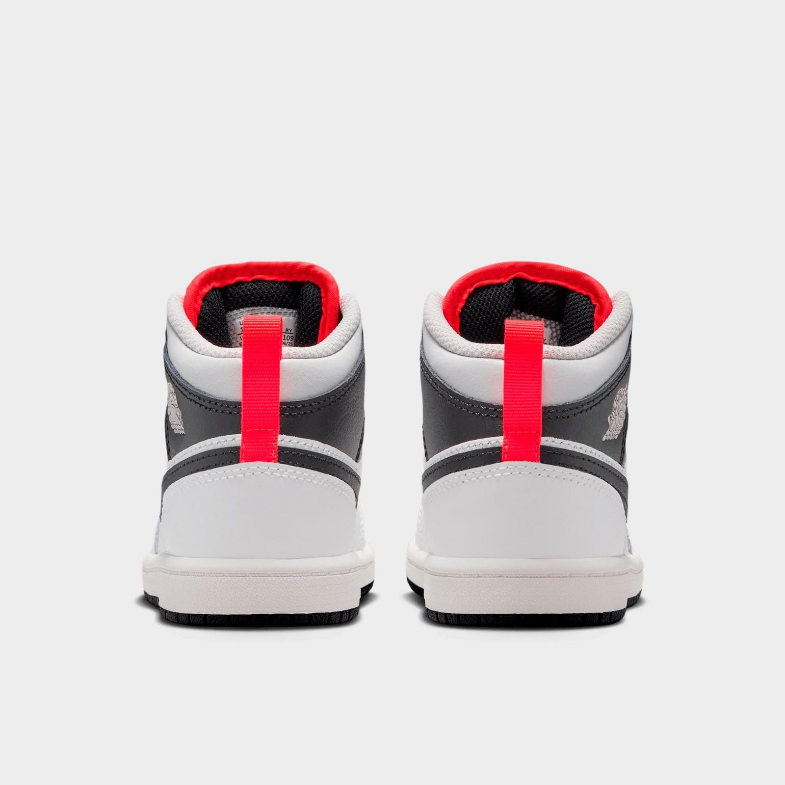 Little Kids' Air Jordan Retro 1 Mid Casual Shoes - Summit White/Infrared 23/Neutral Grey/Black - view 4